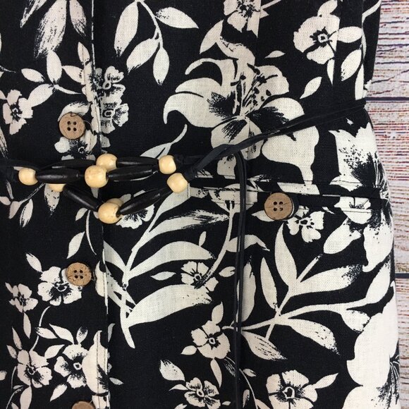 Sag Harbor Dress Linen Blend Button Front Lined Floral Women Size 8 - Picture 5 of 11